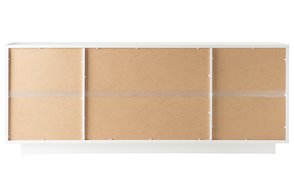 Buffet 4 portes design blanc et dcor bois fonc LAND