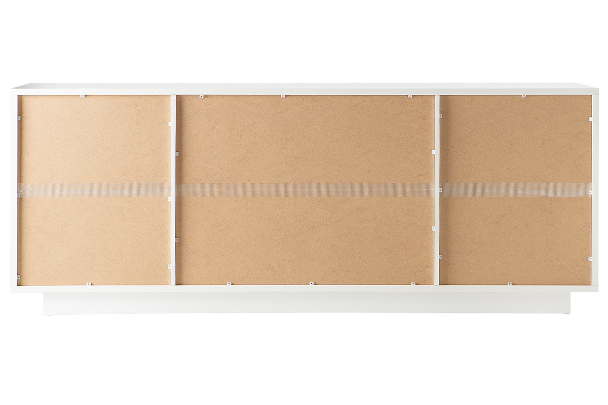 Buffet 4 portes design blanc et dcor ciment LAND