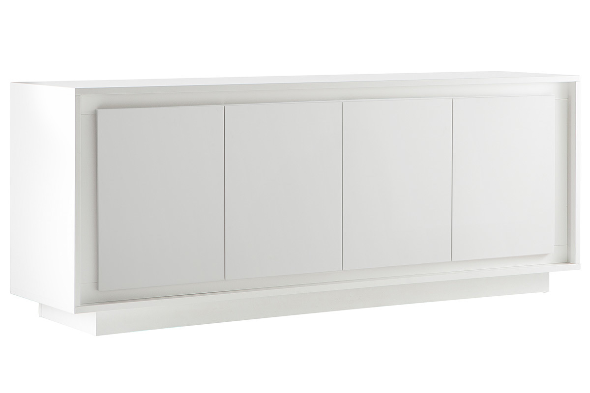 Buffet 4 portes design blanc mat LAND
