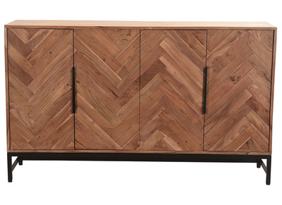 Buffet 4 portes en acacia massif et m&eacute;tal noir STICK