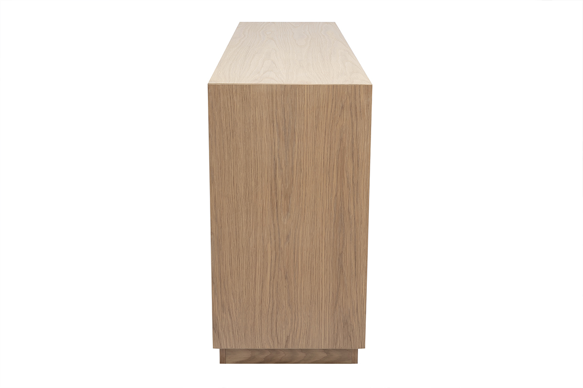 Buffet ARROW en bois clair chne avec motifs chevrons, 160 cm, vue de profil.