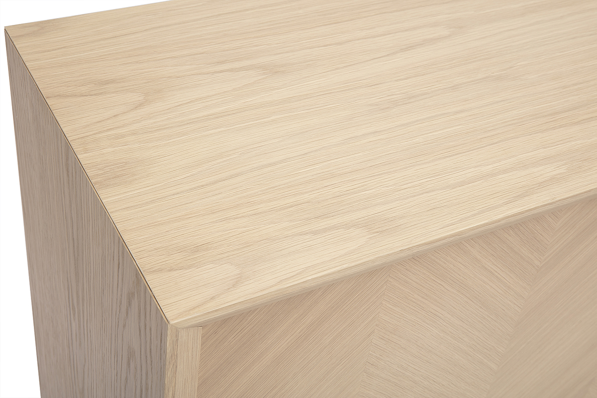 Zoom buffet  motifs chevrons en bois clair chne ARROW