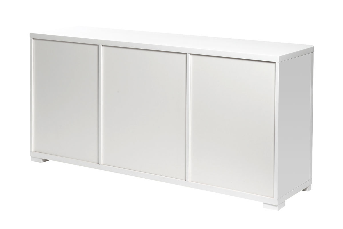 Buffet design blanc laqu� brillant 2 portes 3 tiroirs L140 cm PAX