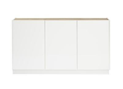 Meuble de rangement haut blanc et bois clair 3 portes L60 cm LEENA - Miliboo