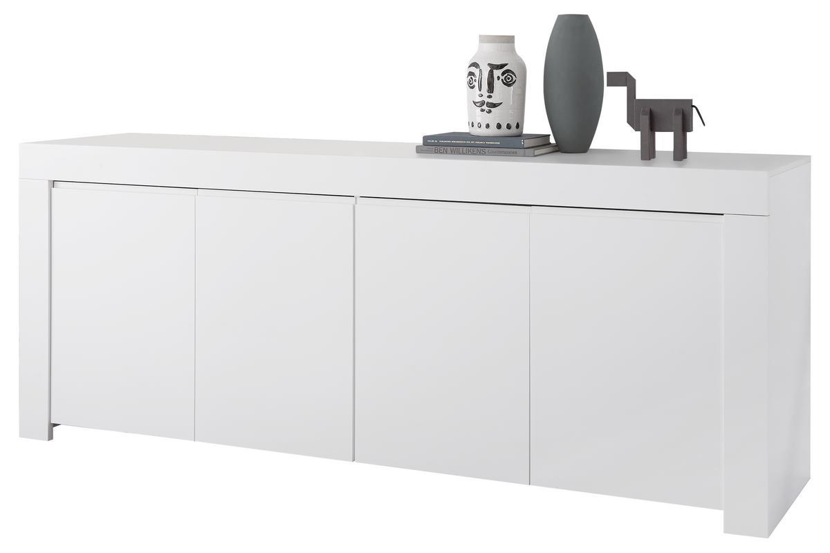 Buffet design blanc mat 4 portes L210 cm TINO