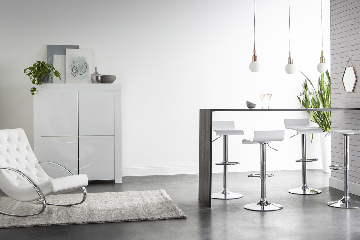 Buffet design carr� 4 portes laqu� blanc ERIA