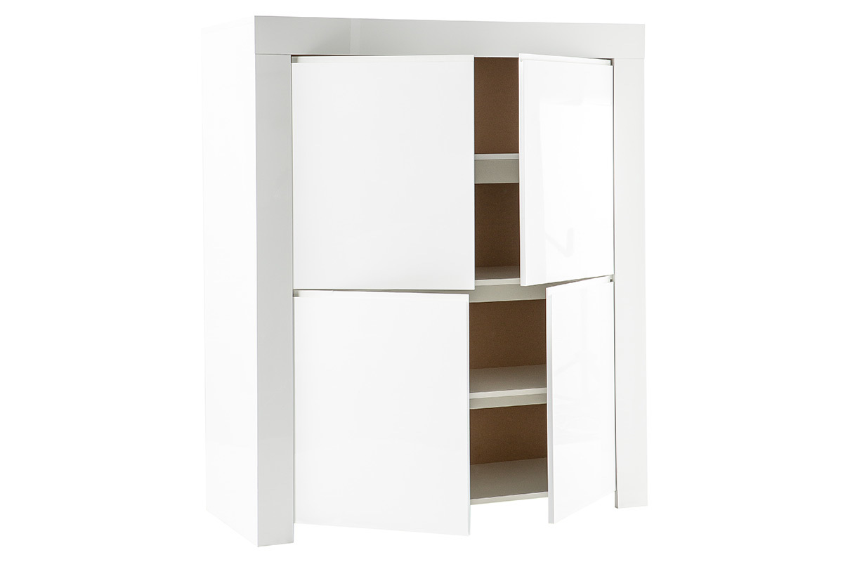 Buffet design carr� 4 portes laqu� blanc ERIA