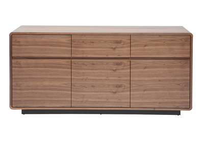Buffet design en bois foncé noyer 3 portes 3 tiroirs L160 cm JAKO