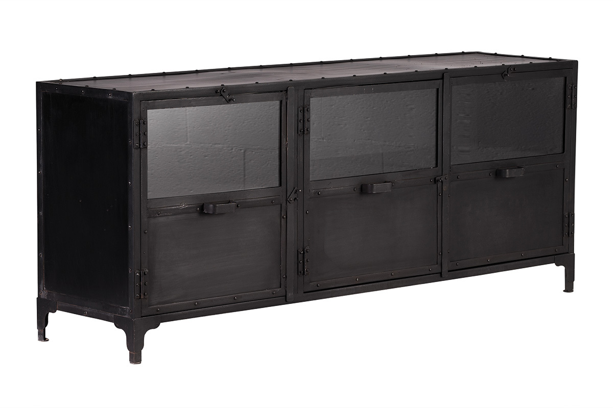 Buffet design en m�tal noir 3 portes L180 cm FACTORY