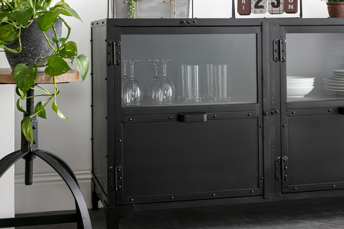 Buffet design en m�tal noir 3 portes L180 cm FACTORY