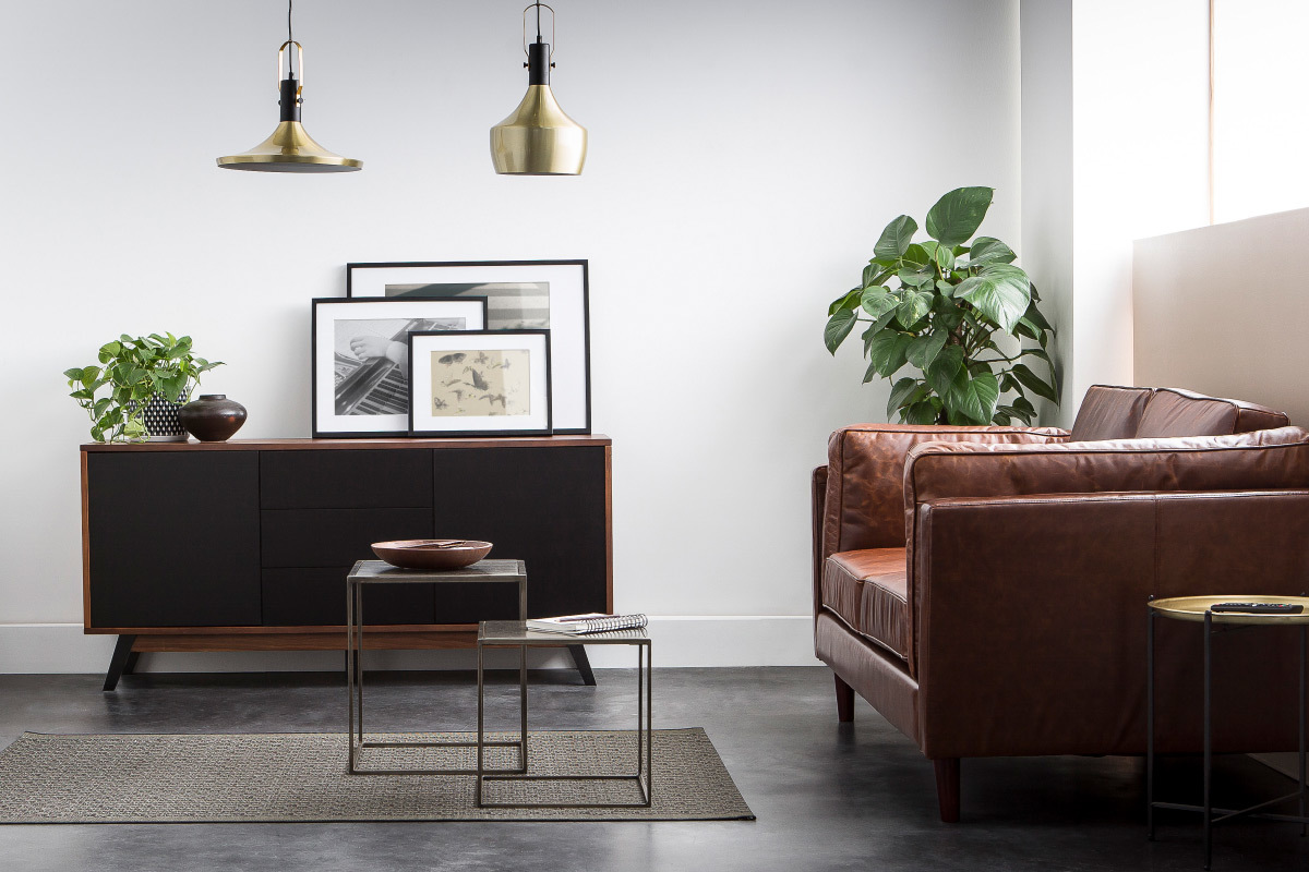 Buffet design noyer et noir mat NORMA