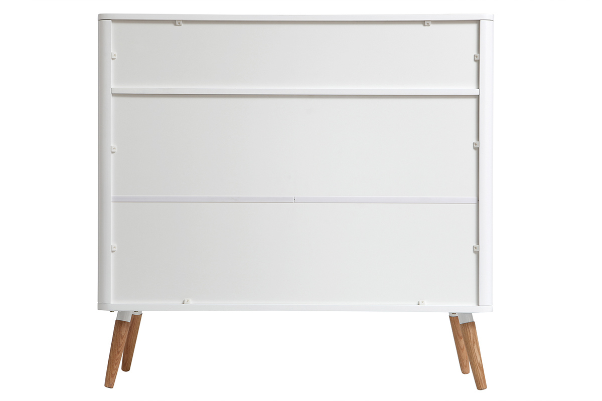 Buffet design scandinave blanc et bois 2 portes L105 cm TOTEM