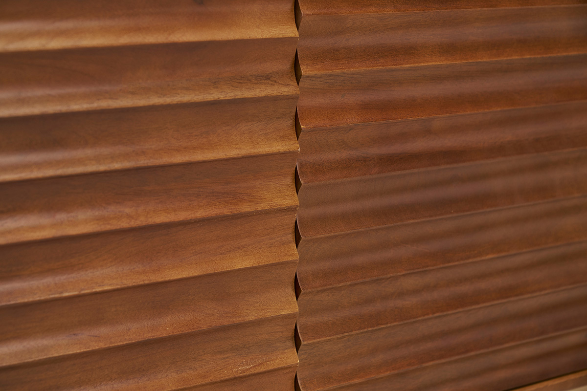 Buffet en bois fonc manguier massif et mtal noir 2 portes L100 cm ONDA