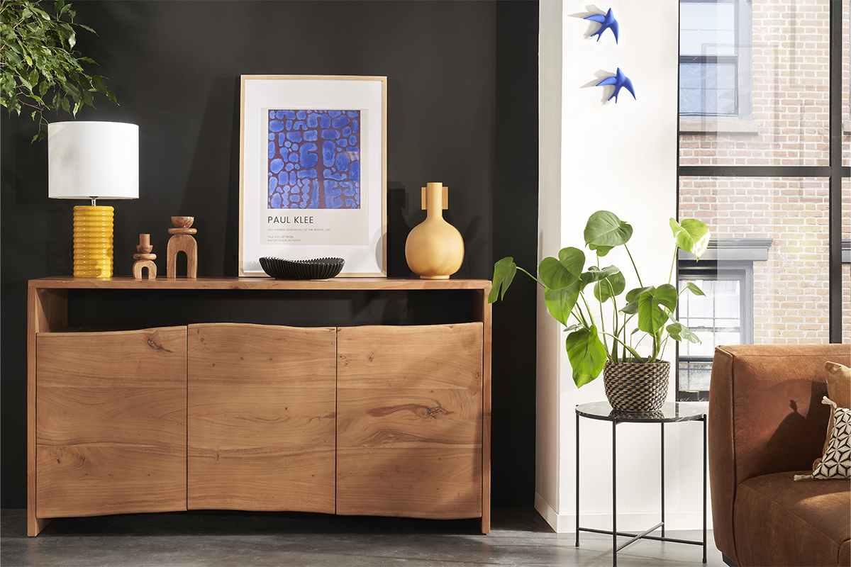 Buffet en bois massif 3 portes L150 cm BOHEMIAN