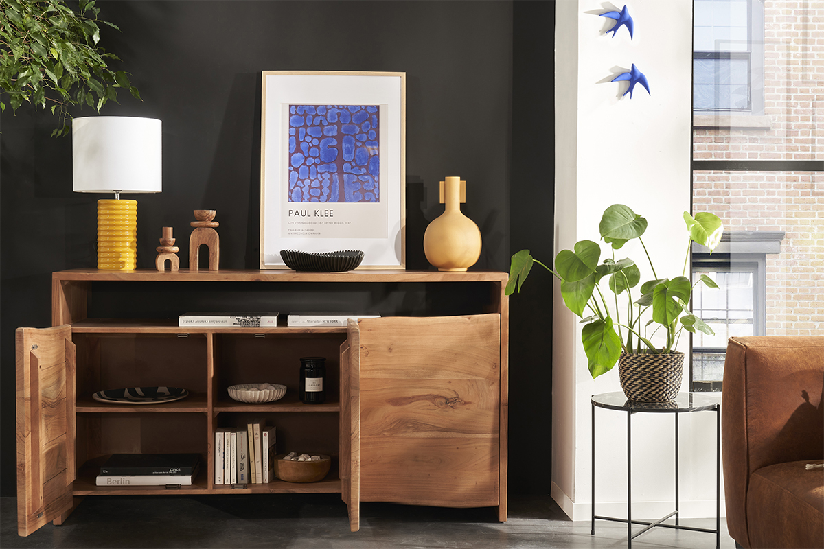 Buffet en bois massif 3 portes L150 cm BOHEMIAN