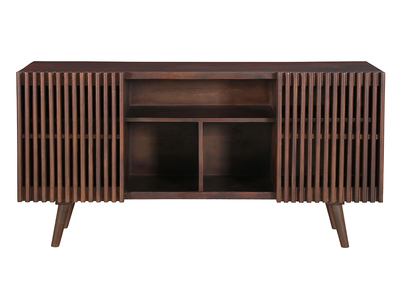 Buffet en manguier massif teinté bois foncé 2 portes coulissantes L140 cm ALBA