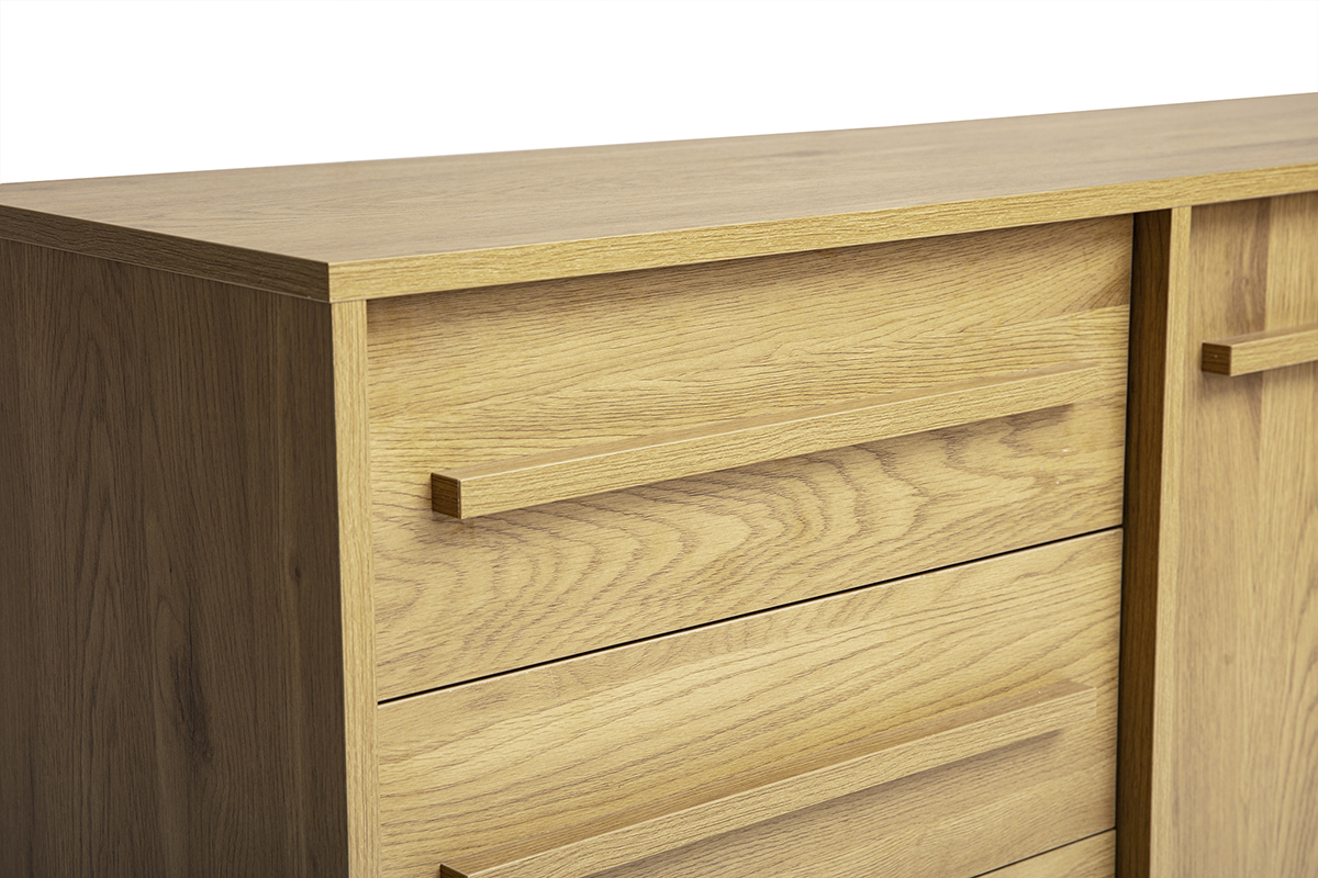 Buffet YSEULT en bois ch�ne avec 3 tiroirs et 2 portes, vue de pr�s