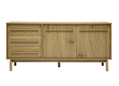 Buffet finition bois ch&ecirc;ne 2 portes 3 tiroirs L160 cm YSEULT