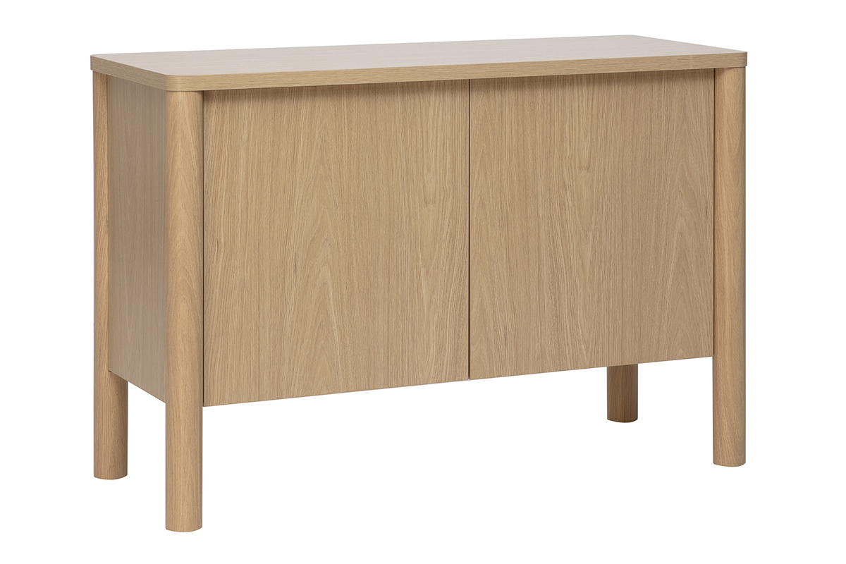 Buffet IZZIE en bois clair ch�ne, 2 portes, vue de 3/4, dimensions L110 cm.