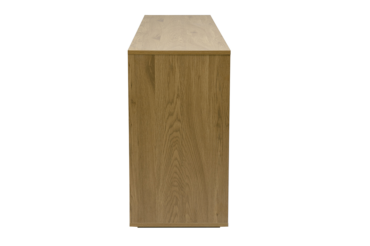 Buffet en bois clair ch�ne, vue de profil, 4 portes, 180 cm de long, style �pur�.