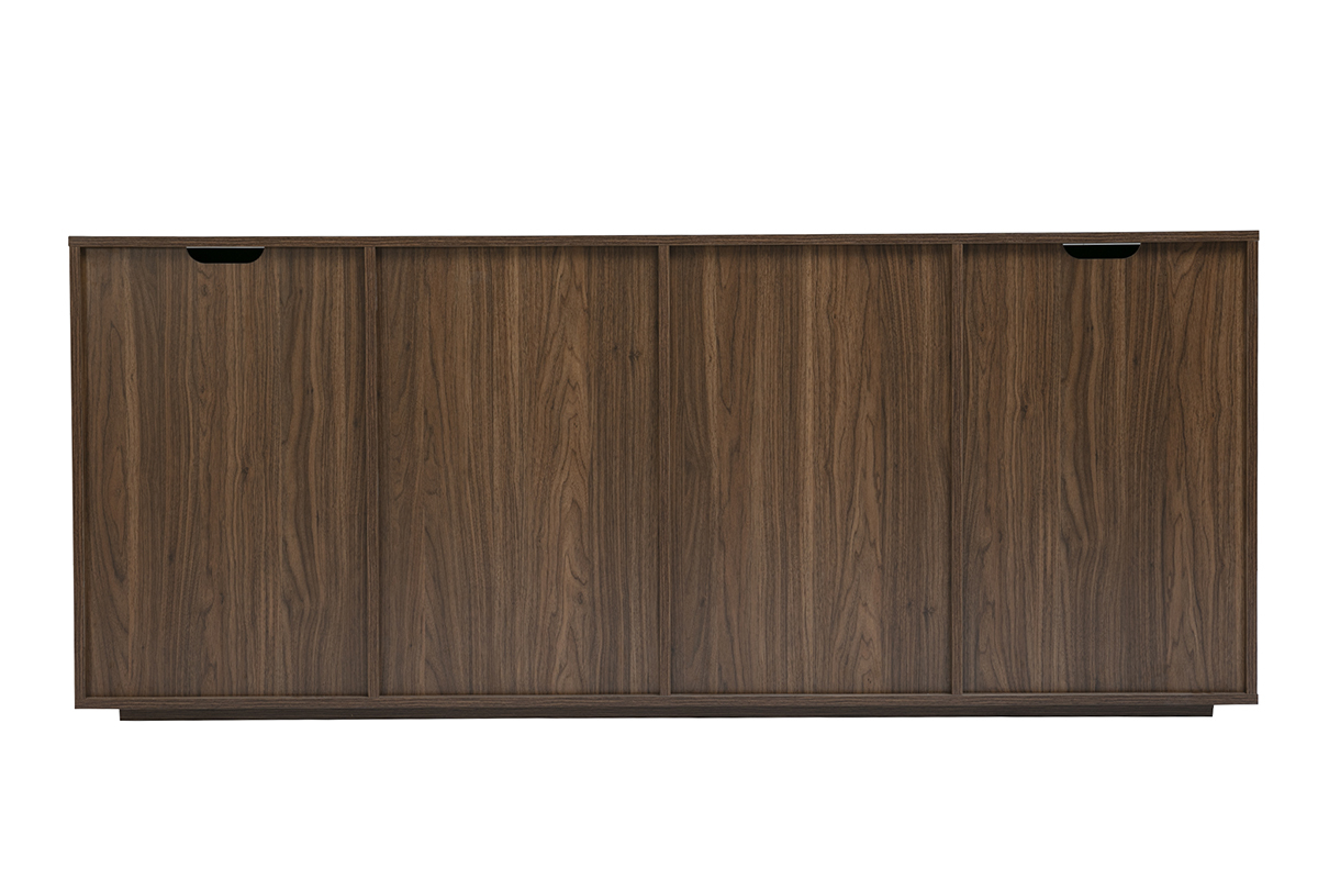 Buffet en bois fonc� noyer 4 portes, vue de dos