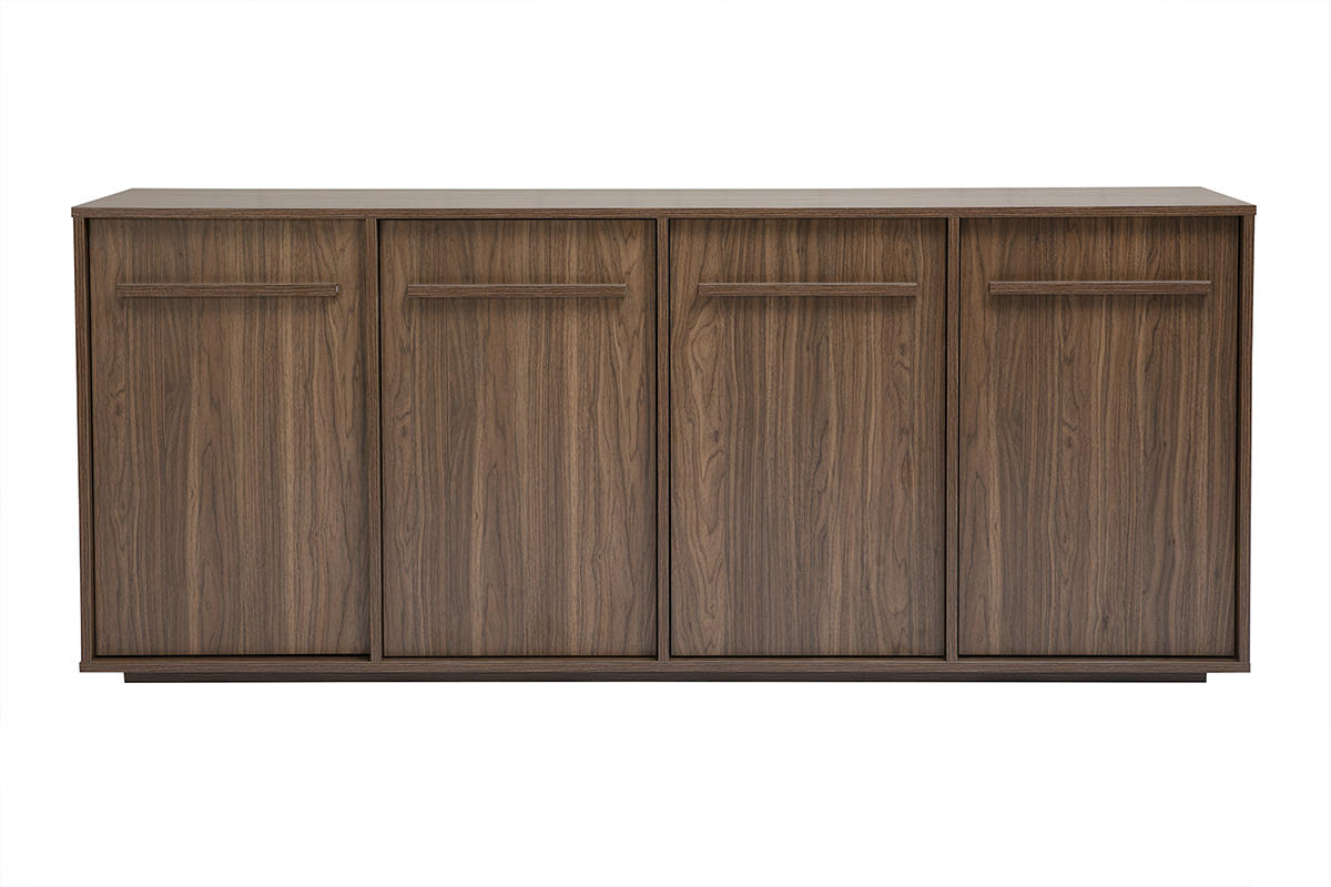 Buffet LOTHAIRE en bois fonc� noyer, 4 portes, vue de face, 180 cm de long