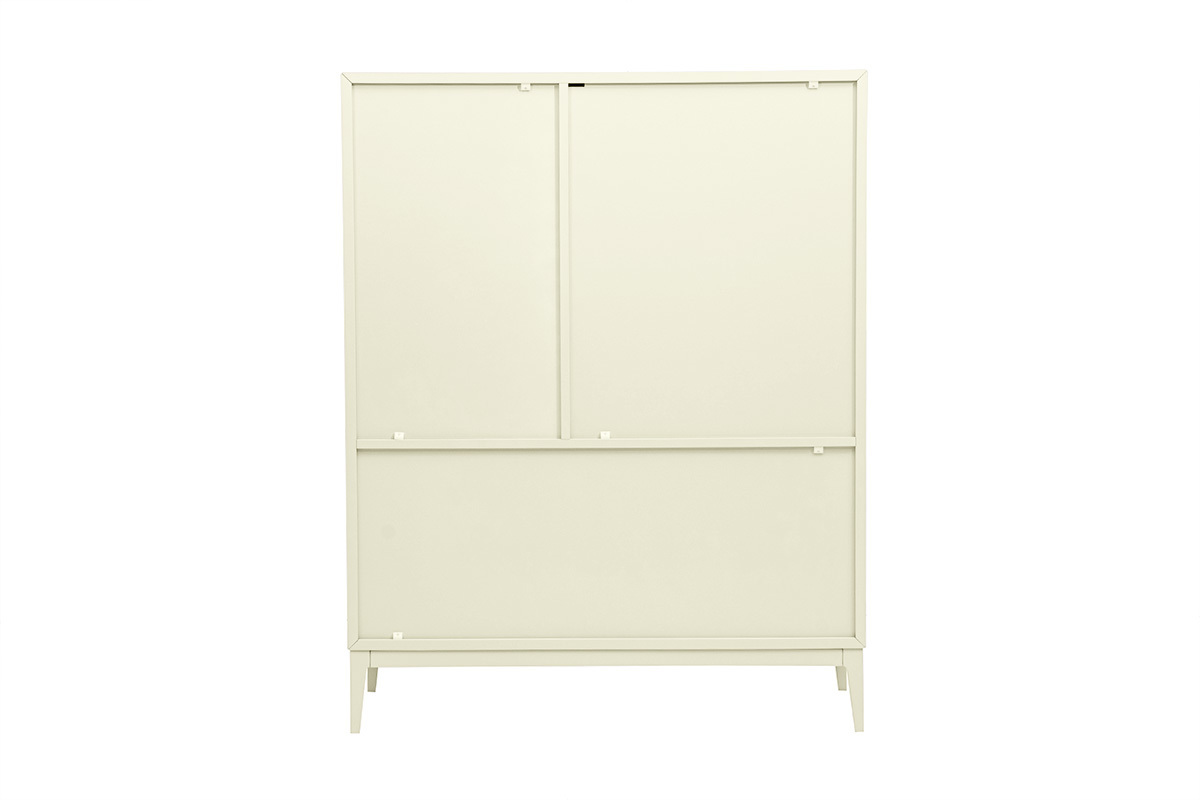 Buffet haut beige laqu� mat 2 portes 1 tiroir, vue de dos.
