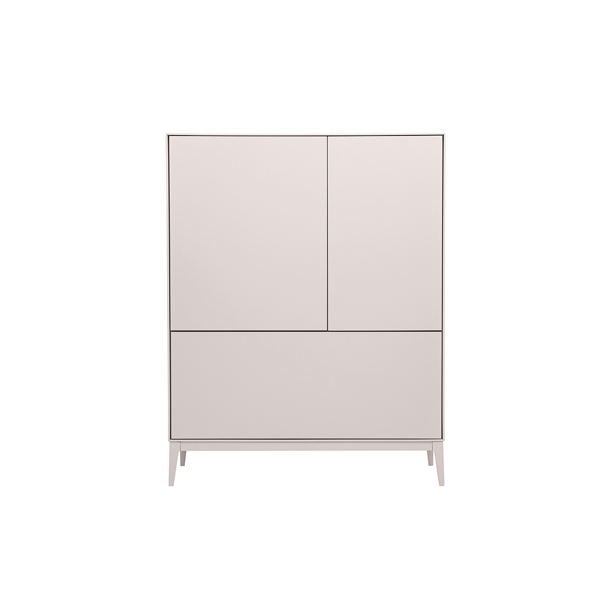 Buffet haut beige laqué mat 2 portes 1 tiroir L90 cm GRAY