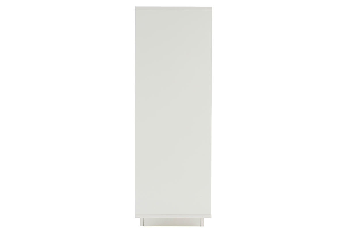 Buffet haut design 4 portes blanc et dcor bois clair LAND