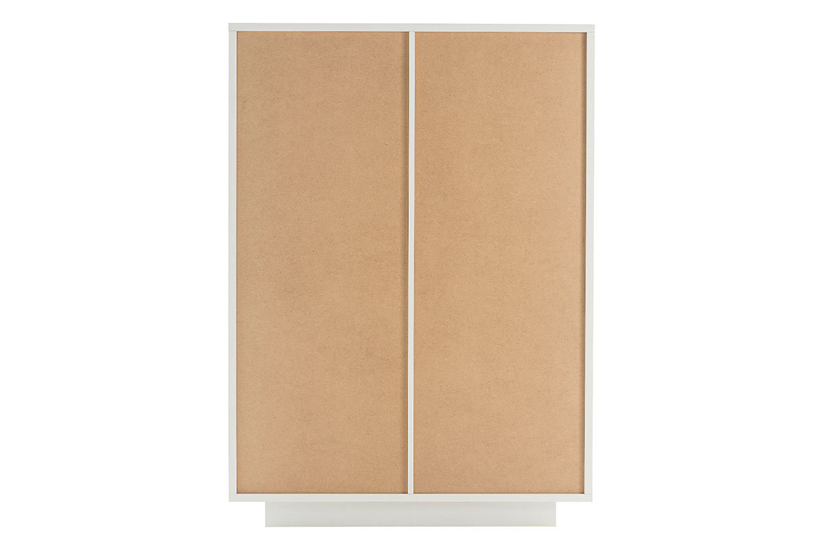 Buffet haut design 4 portes blanc et dcor bois clair LAND