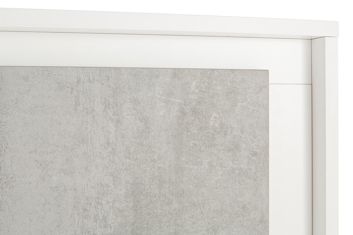 Buffet haut design 4 portes blanc et dcor ciment LAND
