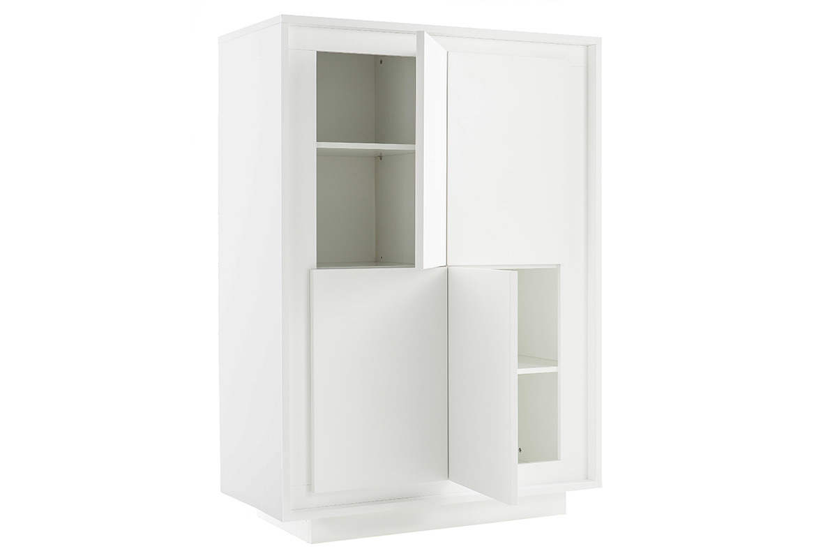 Buffet haut design 4 portes blanc LAND