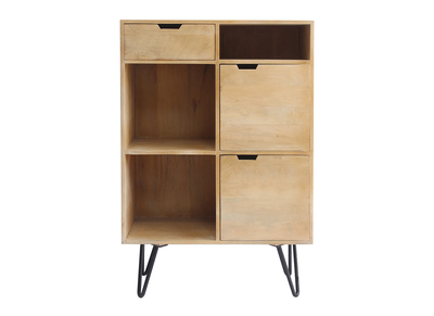 Buffet haut en manguier massif et m&eacute;tal noir VIBES