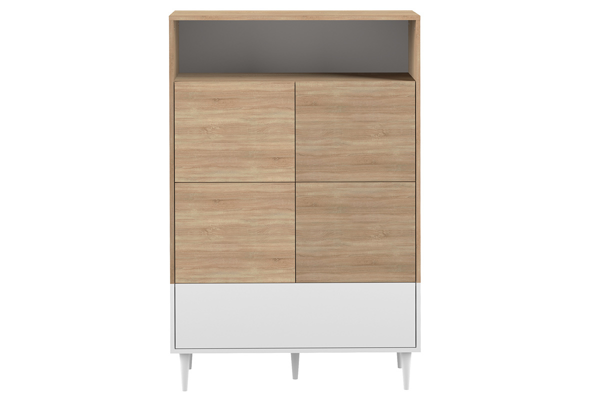 Buffet haut scandinave blanc et bois STRIPE