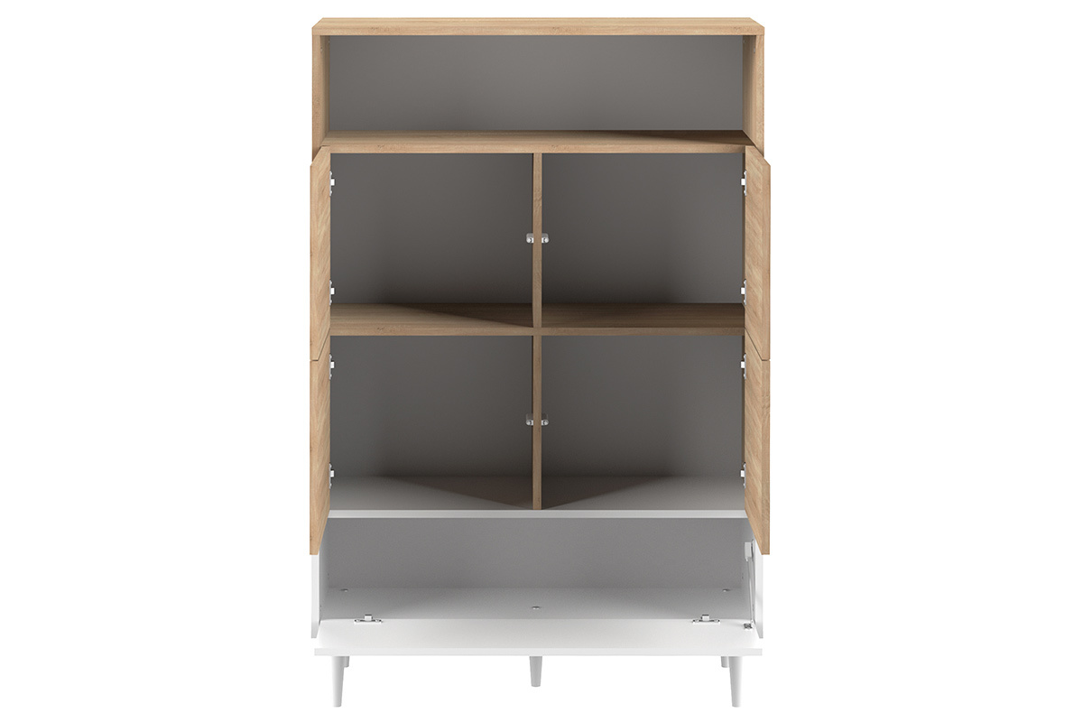 Buffet haut scandinave blanc et bois STRIPE