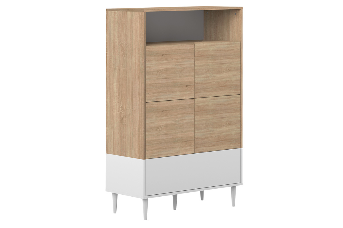 Buffet haut scandinave blanc et bois STRIPE