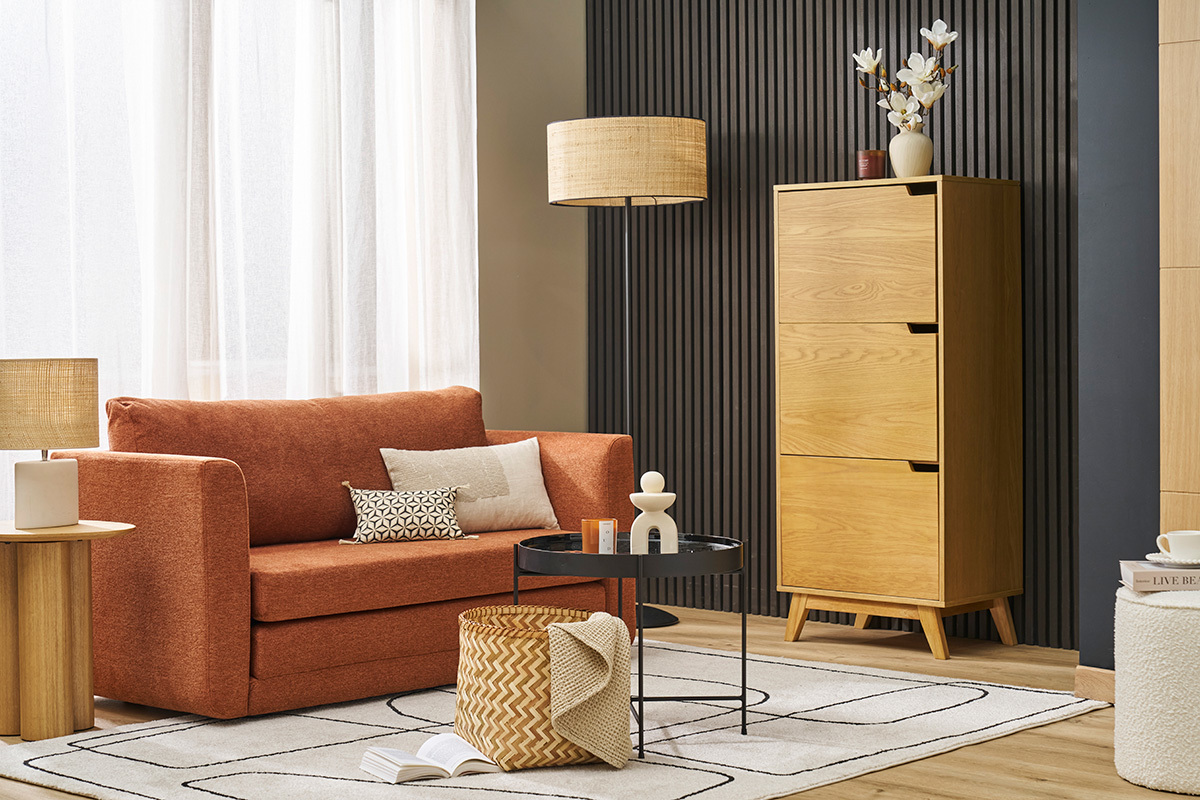 Buffet haut scandinave bois clair hva L60 cm LEENA