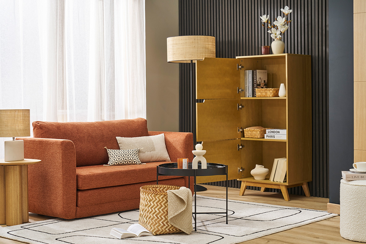 Buffet haut scandinave bois clair hva L60 cm LEENA