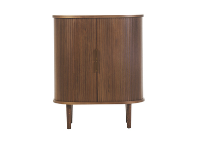 Buffet haut vintage avec portes coulissantes bois foncé noyer L70 cm EPIC