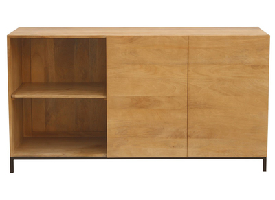 Buffet industriel en bois manguier massif et métal noir 2 portes L145 cm YPSTER