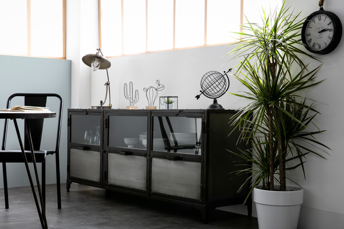 Buffet mtal industriel 3 portes L180 cm FACTORY