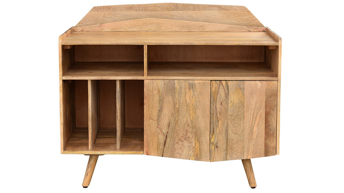 Buffet meuble de rangement vinyles en bois clair manguier massif L105 cm MATAHARI