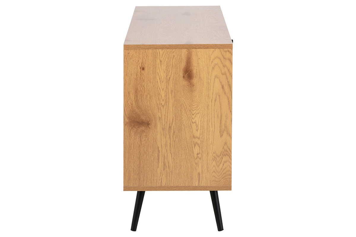 Buffet moderne finition ch�ne et noir L124 cm MIKKA