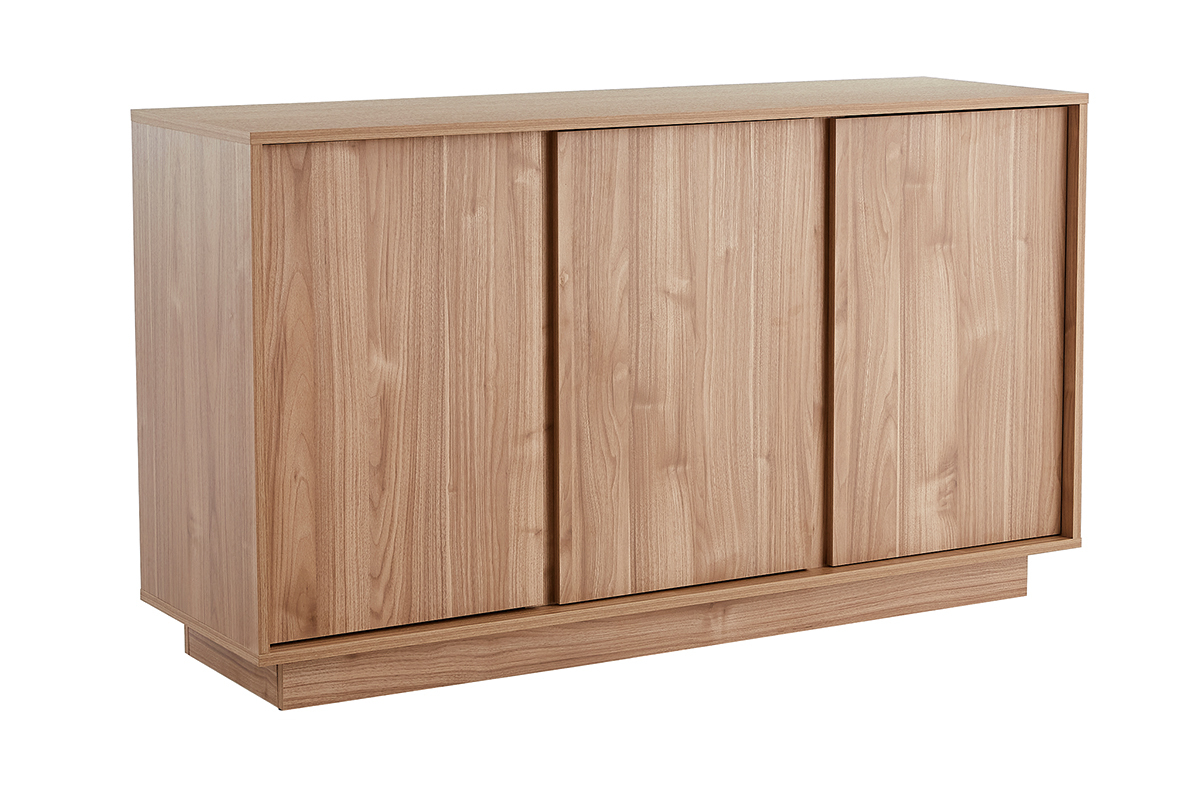 Buffet scandinave 3 portes finition bois chne L138 cm COMO