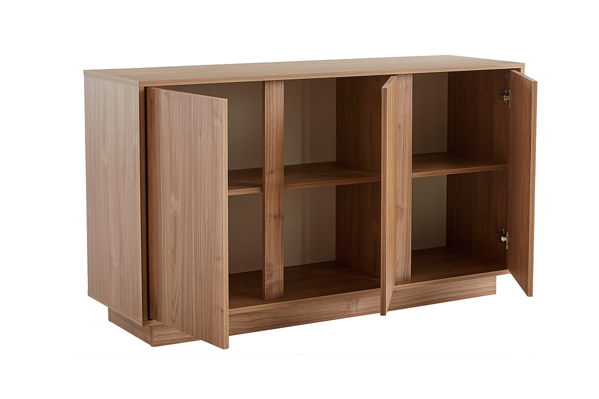Buffet scandinave 3 portes finition bois chne L138 cm COMO