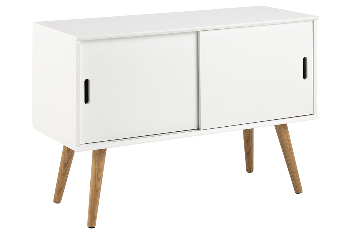 Buffet scandinave blanc mat avec portes coulissantes SNOOP