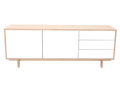 Buffet scandinave bois et blanc 2 portes 3 tiroirs L195 cm SID