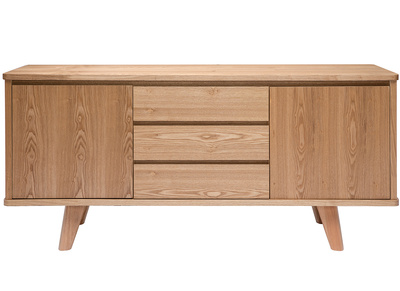 Buffet scandinave en bois clair 2 portes 3 tiroirs L160 cm FIFTIES