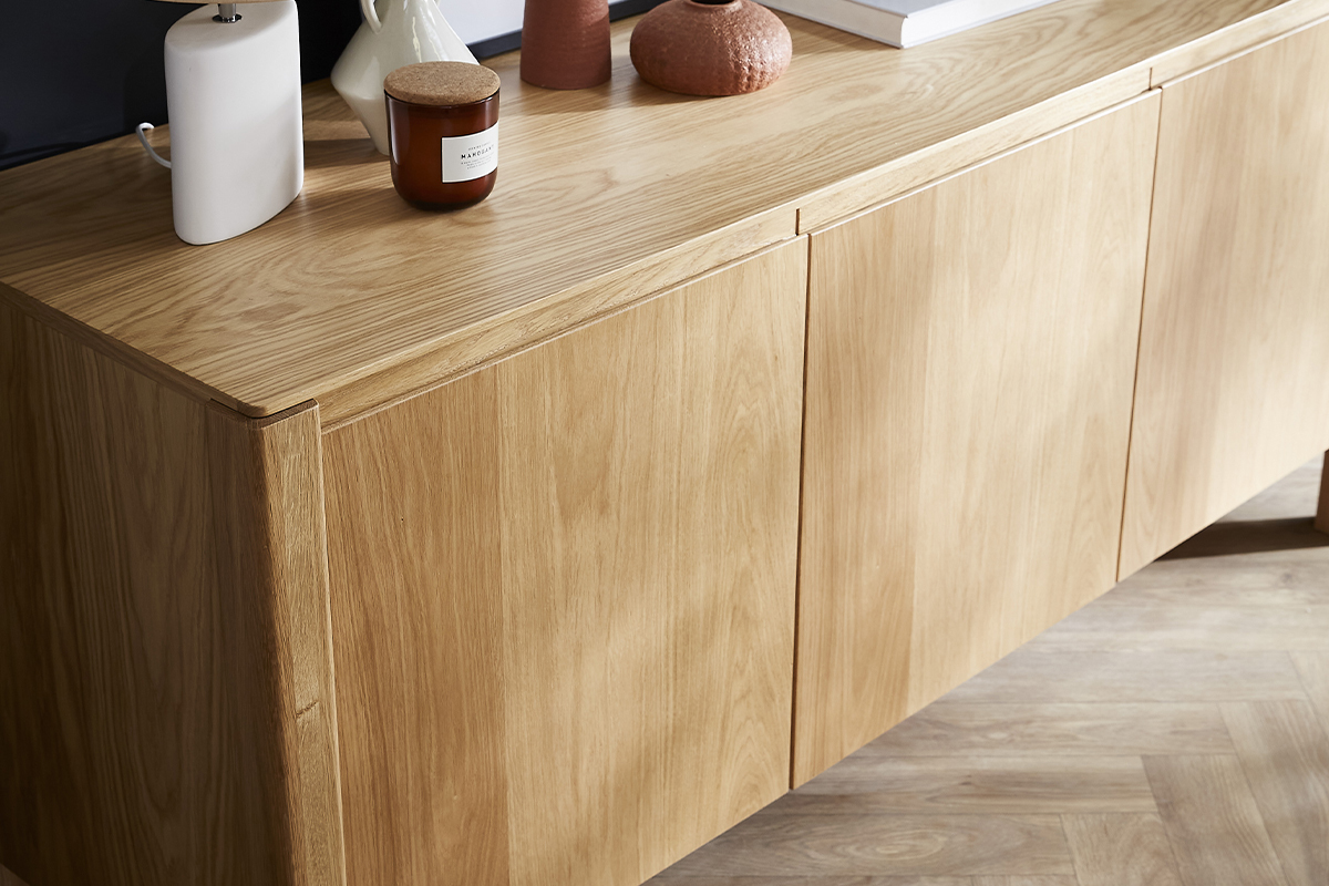 Buffet scandinave en bois clair ch�ne 3 portes L166 cm AGALI
