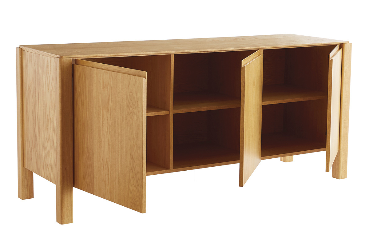 Buffet scandinave en bois clair ch�ne 3 portes L166 cm AGALI